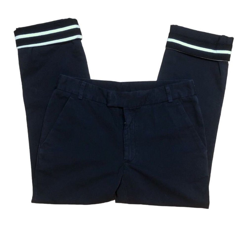 Band of Outsiders Ankle Pants Contrast Cuff Classic Navy Size 0 Womens Cotton